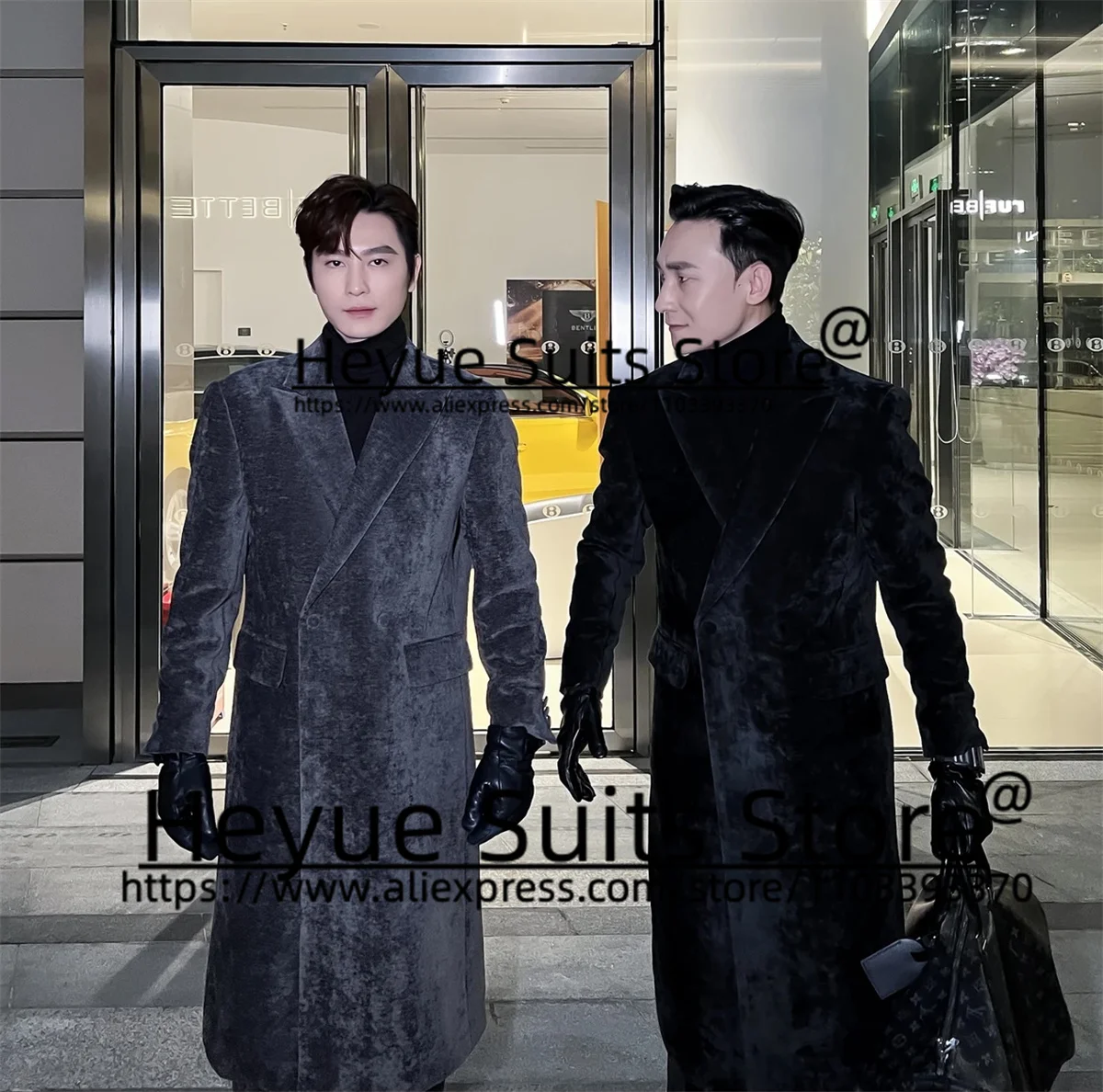 Luxuly Black Corduroy Tailor Made Long High Qublity Men Suits Slim Fit Peak Lapel Business Jacket+Pants traje de hombre elegante