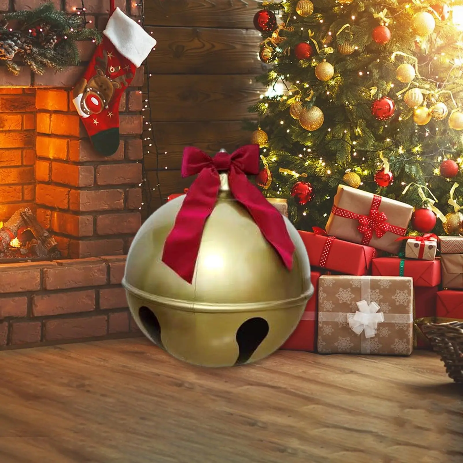 1PCS Inflatable Christmas Ball, 45/60cm gold Large Bell Shape Hanging Ornament For Outdoor, Yard, Garden, Holiday Decorations