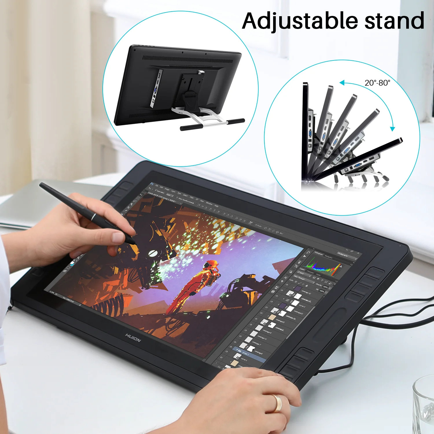 Huion kamvas pro 20 (2019) プロのデジタルペン,19インチのタッチ 