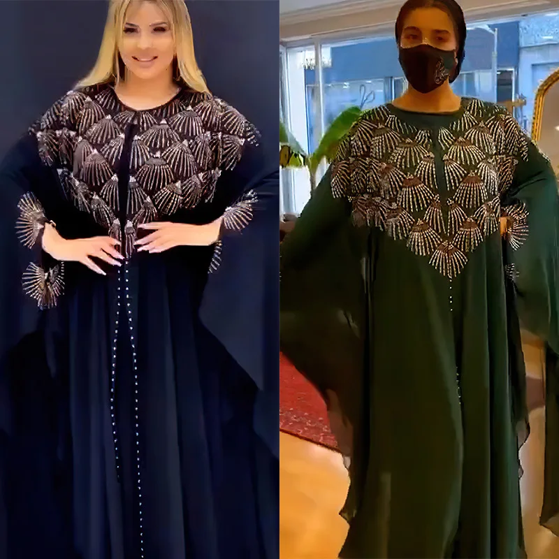 African Dresses For Women Long Sleeve Turkey Diamonds Evening Wedding Party Floor Length Dress Muslim Africa Clothes 2023 md abaya dubai turkey muslim hijab dress 2021 evening gowns for women turkish kaftan long sleeve bohemian dresses floral kimono