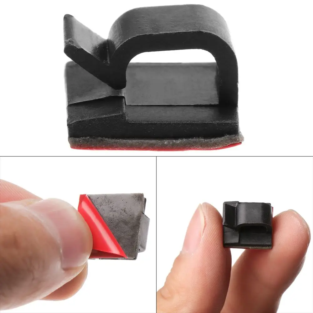 50-Pack Self-Adhesive Cable Clips - Black Cord Organizer and Holder