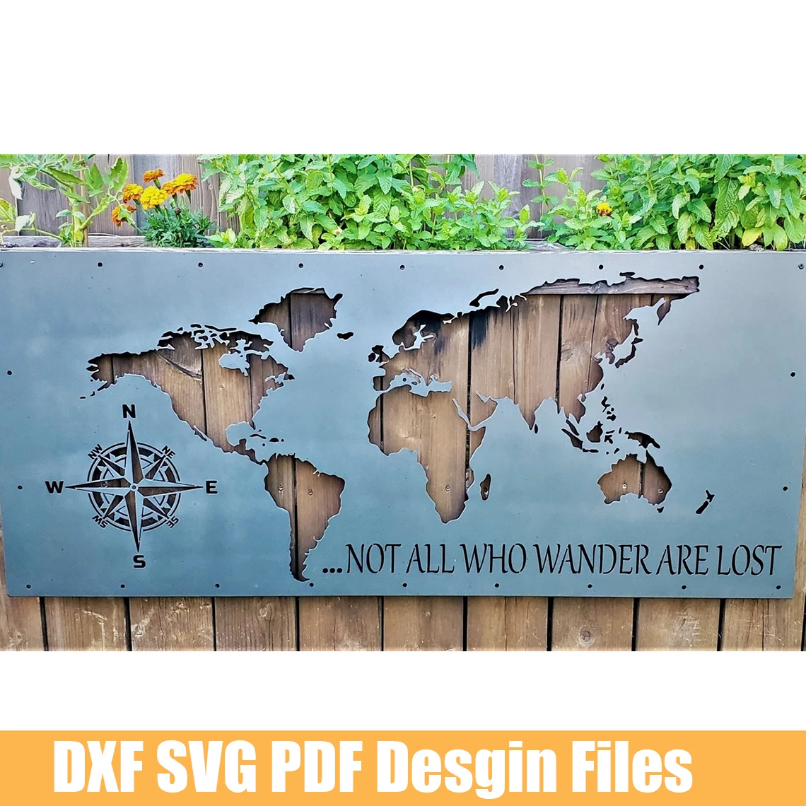 cnc wood router machine World Map Not All Who Wander are Lost Laser Cut DXF SVG PDF Vector Files Home Wall Décor router bits for wood Woodworking Machinery