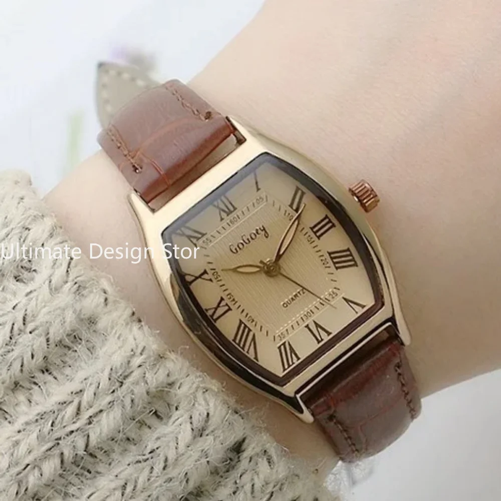 Watch for Women Small Ladies Wristwatches Brown Retro Vintage Leather Bracelet Watch Black Quartz Wristwatches Reloj Mujer women watches