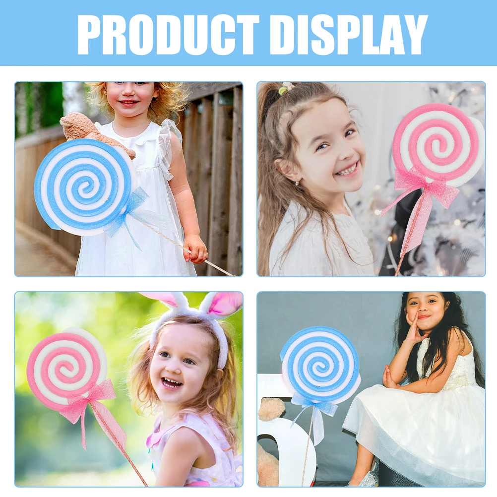 2pcs Giant Lollipop Prop Large Lollipop Model Simulation Giant Party Candy Decor Festival Fake Adornment party photo props