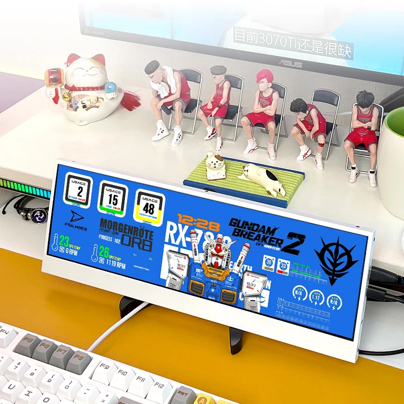 Portable 14inch monitor extension screen 4K computer desk with aida64 theme DIY3840x1100 monitor computer extension touch screen