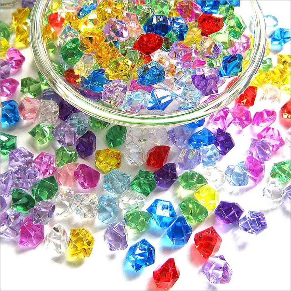200PCS Plastic Gems Ice Grains Colorful Stones Children Jewels