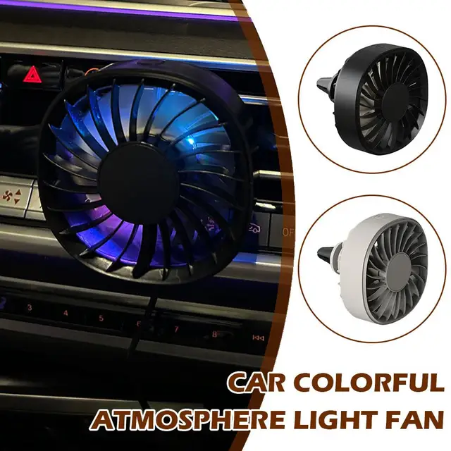 Powerful USB Fan Colorful LED Light Low Noise Multi-function Car Interior Cooler 3 Speed For Car Air Outlet Mini Air Conditioner 1