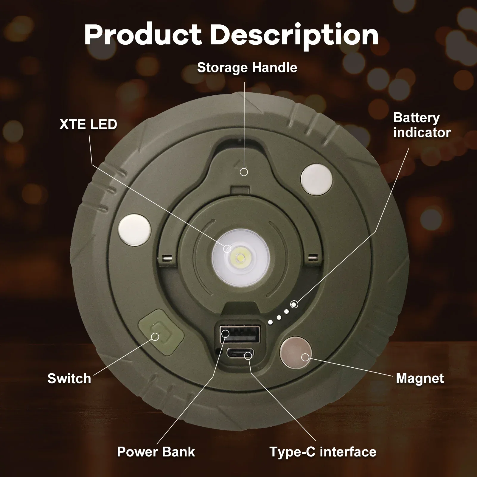 Solar LED String Lights IP65 Outdoor Garden Fairy Light 4 in 1 Camping String Lights 5 Modes Solar/USB Powered Tent Light