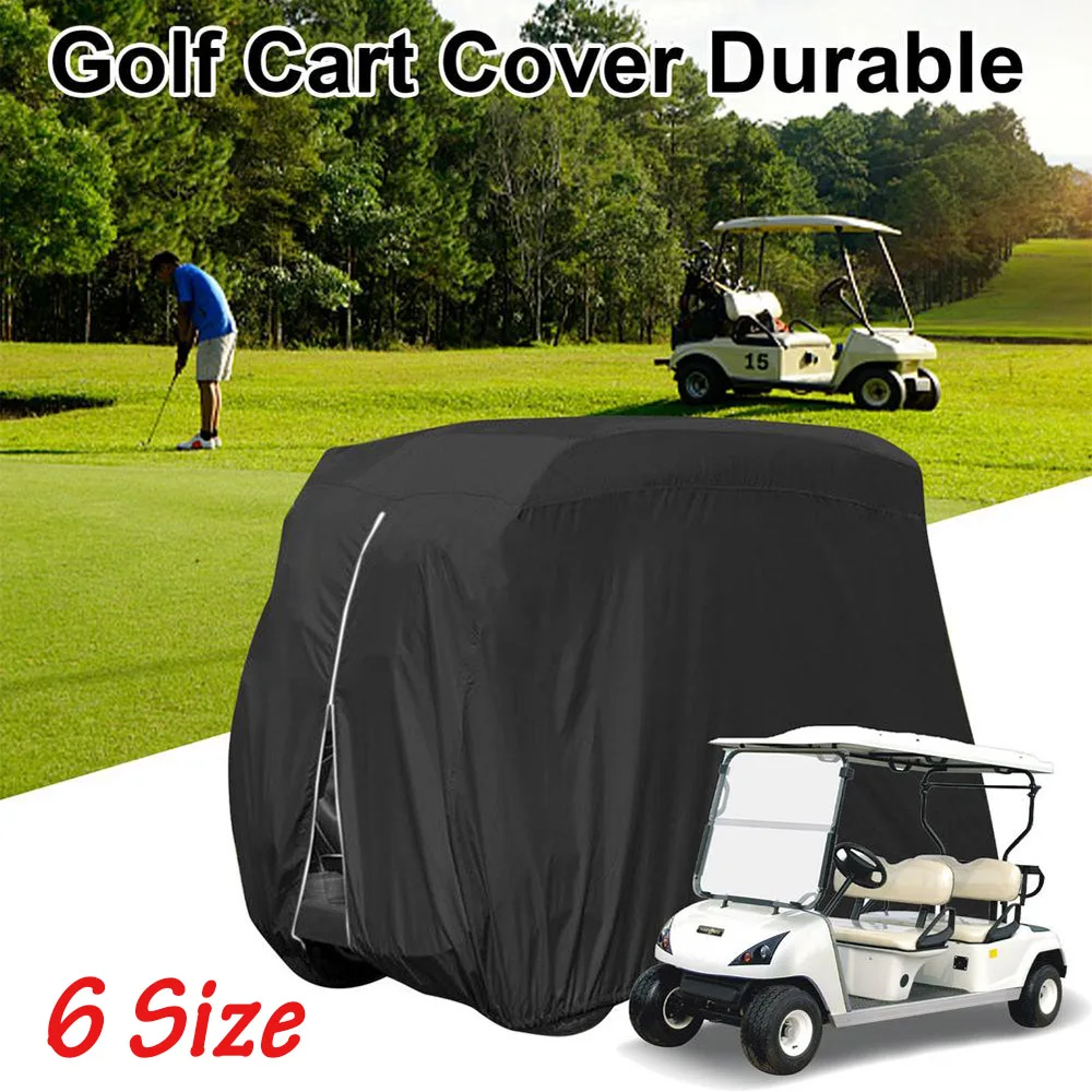 Golf Cart Cover 210D Waterproof Universal Fits Most Brand 2/4 Passenger Sunproof Dustproof Outdoor Zipper