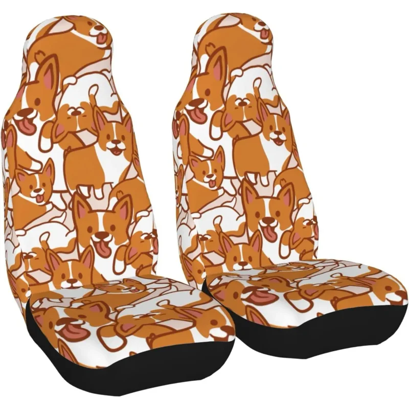 

Car Seat Covers 2pcs Corgis Universal Front Car Seats Vehicle Enterior Protector Suitable Fits Most Car Auto SUV Sedan Truck