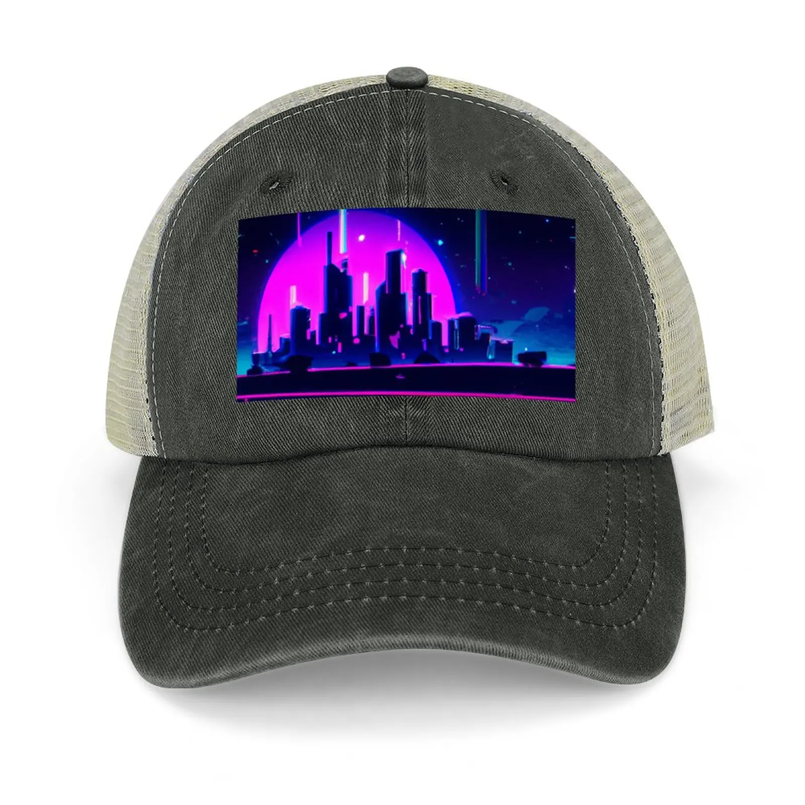 

Cyan synthwave city Cowboy Hat Hat Man For The Sun |-F-| Christmas Hats Women'S Hat Men'S