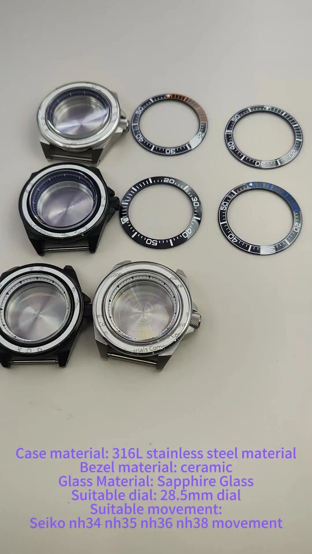 Корпус для часов Seiko NH35/36/4R35/6R15 сапфировое стекло размер 38 - 41/42-45 мм