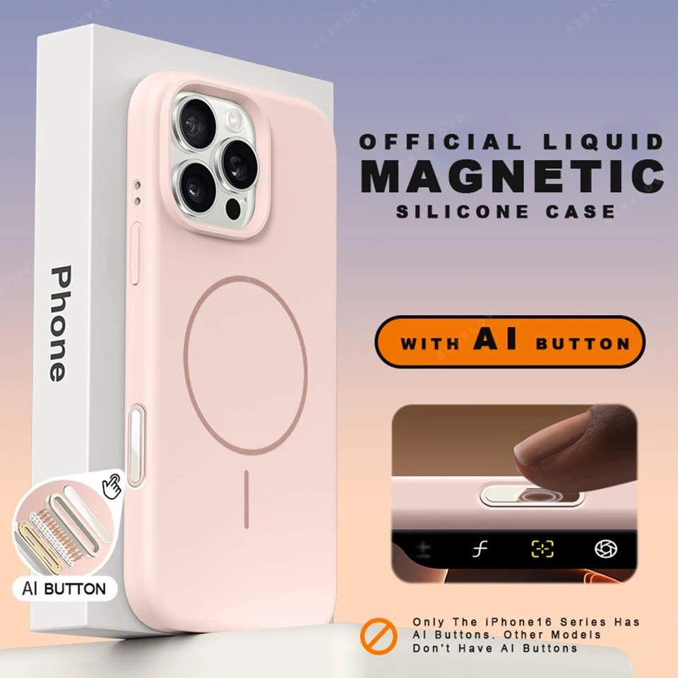 Premium Silicone Magnetic Phone Case with MagSafe Wireless Charging Capability