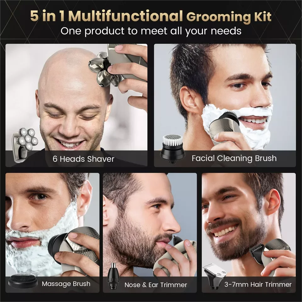 SEJOY Electric Shaver Hair Clipper 5IN1 Beard Trimmer Bald Head Shaver Wet & Dry 5