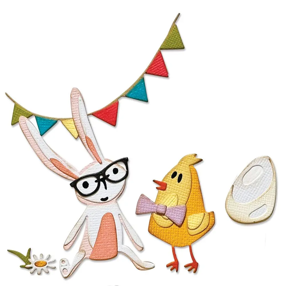 2024 Jan. New Bunny And Chick Thinlits Easter Metal Cutting Dies Scrapbooking Per Biglietti Di Auguri Di Carta Che Non Fanno Timbri Trasparenti