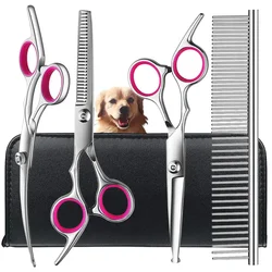 Premium Pet Grooming Scissors Set - Safe, Round - Head Stainless Steel Shears (4PCS)