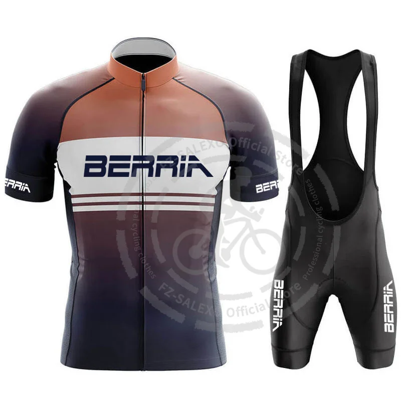 BERRIA Cycling Jersey Set Men Short Sleeve Cycling Clothing Summer MTB Bicycle Bib Shorts Breathable Road Bike Shirt Suit