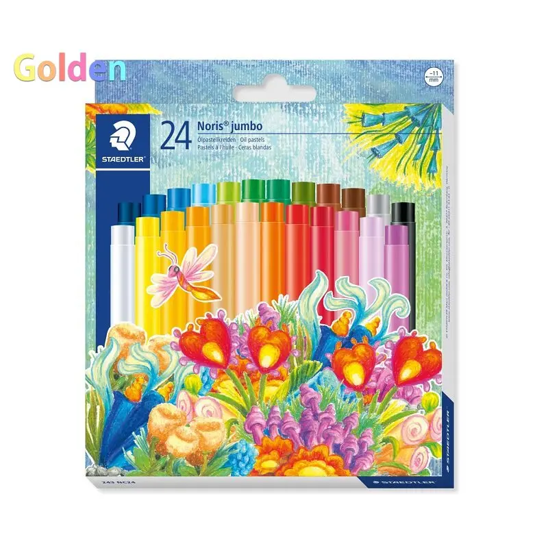 STAEDTLER 243 NC 오일 파스텔 - 어린이와 학생을 위한 24가지 생생한 색상, 안전하고 무독성, 뛰어난 혼합성과 질감 f
