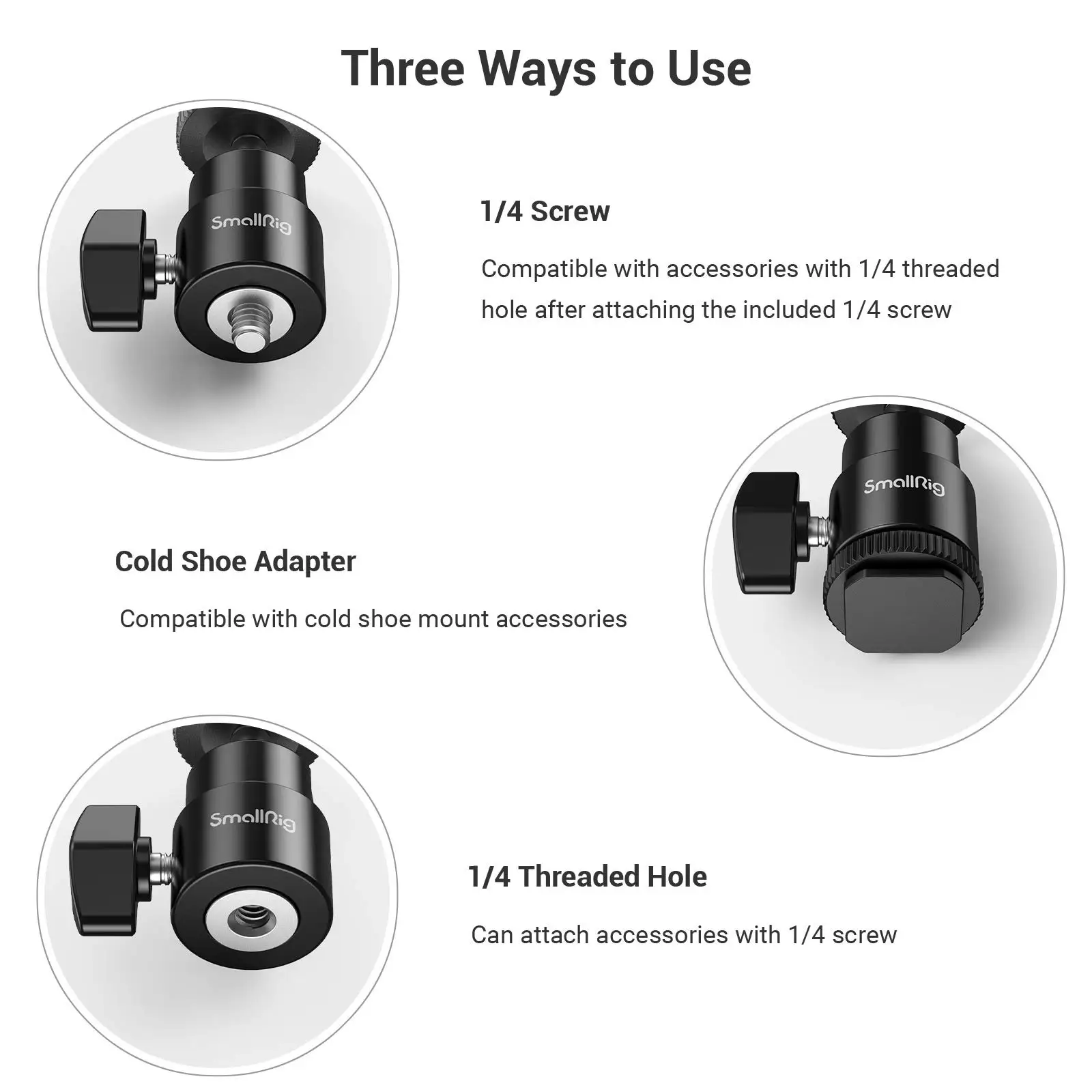 1/4" Camera Hot Shoe Mount with Additional 1/4" Screw for Canon for Nikon for Pa