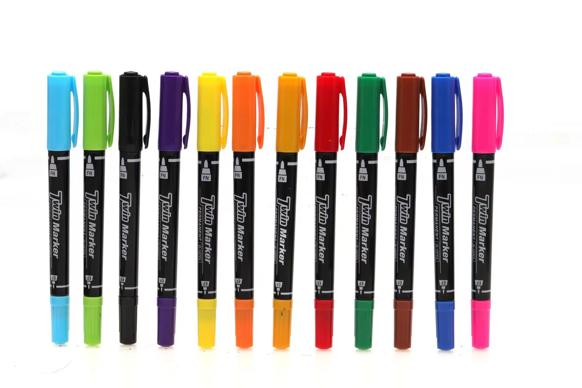 Gxin G-107 12PCS Colored Permanent Marker. Art Pens.Dual Tip.Waterproof.Practical Pen.Perfect For Industry School And Home.Color 1