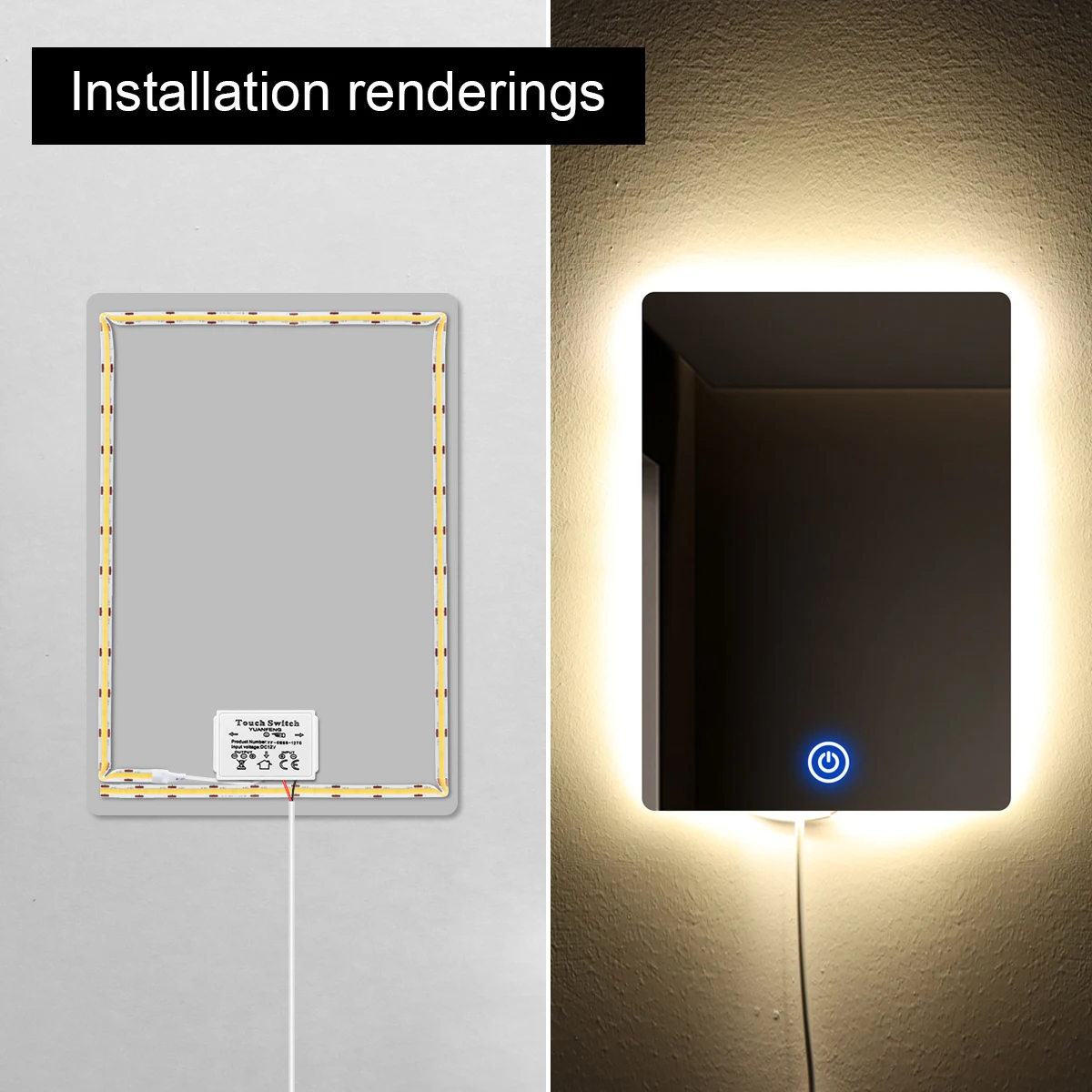 Dimmable Touch Sensor Switch for Smart Bathroom Mirrors
