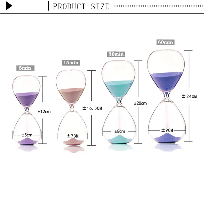 5/30/60 Minutes Hourglass Timer Transparent Glass Hourglass Gift Cook Clock Home Ornaments Multiple Colors