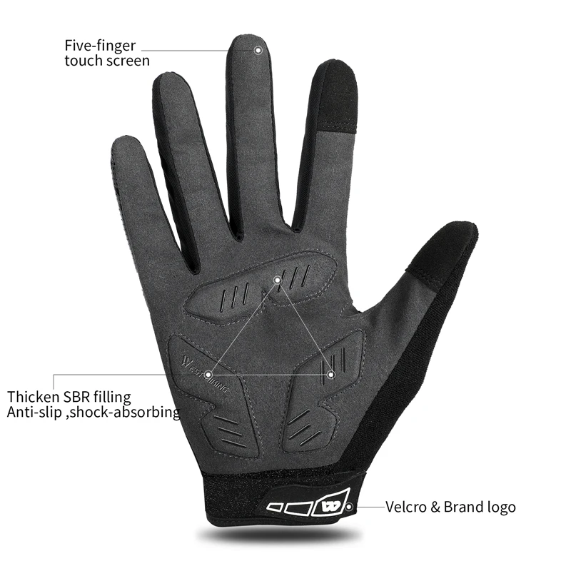 WEST BIKING Cycling Lightweight Sports gloves Shockproof Touch Screen Motorcycle Anti-Slip Skiing Gloves Men Women Riding Gear