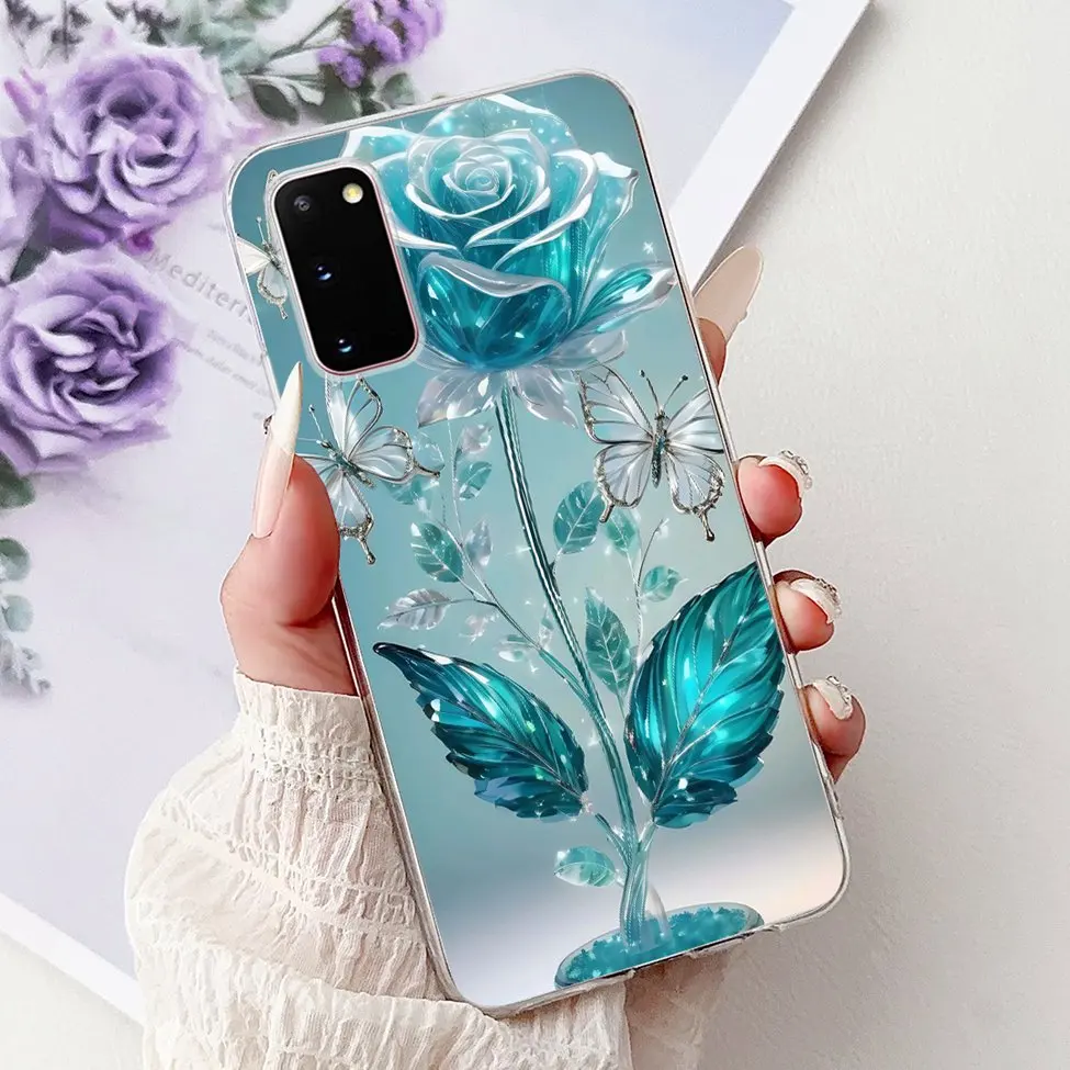 Clear Cute Cat and Fashion Flower Painted Phone Case Cover