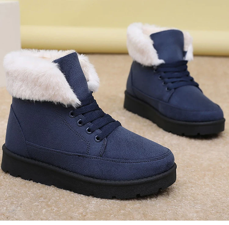 Women's Winter Snow Boots With Fur Lining And Low Heels_voghion.com