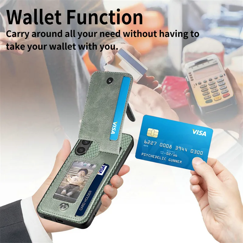 Luxury Leather Card Holder Back Cover with Zipper Wallet