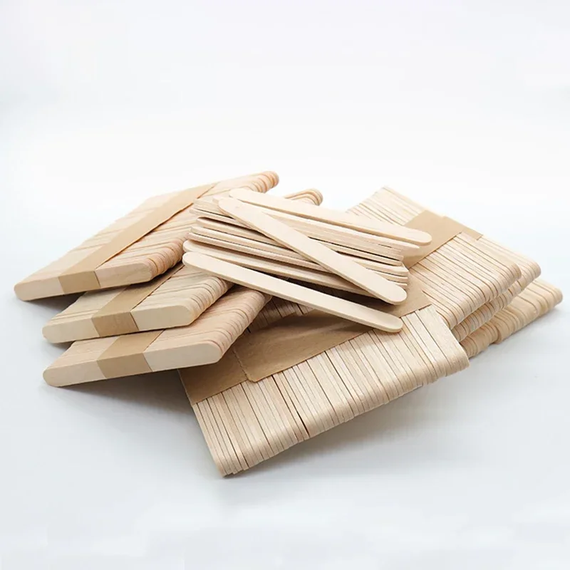 50pcs Ice Cream Popsicle Sticks Natural Wooden Sticks Ice Cream Spoon Hand Crafts Art Lolly Cake Tools ice cream sticks disposal lollipop sticks