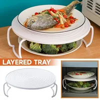 Multifunction Insulated Heating Tray Rack Plastic Kitchen Gadgets Microwave Steaming Rack Microwave Oven Shelf Cooking Tools 2