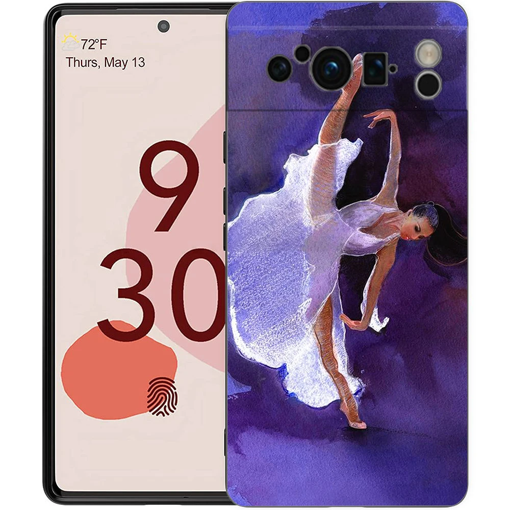 Watercolor Gymnastics Shockproof Soft TPU Phone Case - Black Cover