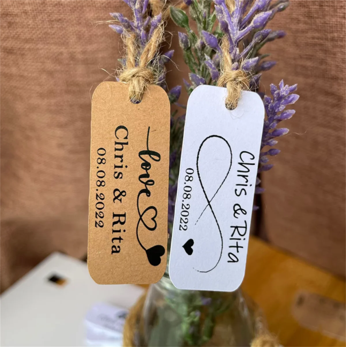 

Персонализированные мини-бирки для свадебных сувениров, 50 шт., имя под заказ и дата, спасибо, бирки, Декор, сувениры, крафт-бумага