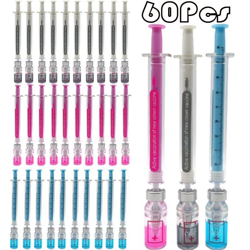 

60Pcs Medical Injection Syringe Ball Pen Creative Gift Gel Pen
