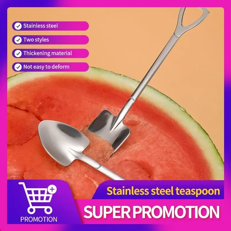Tea Spoons 4Pcs/set Stainless Steel Shovel Spoons Creative Coffee Spoon Ice Cream Dessert Tableware Scoop