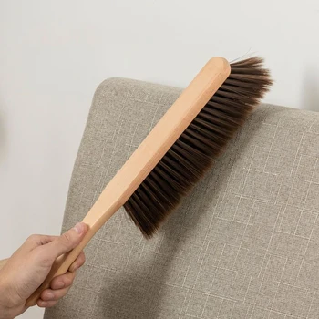 Brosse de lit à Long manche, manche en bois, brosse de balayage de lit en bois massif, brosse à tapis, brosse à poils souples 1 pièce 1