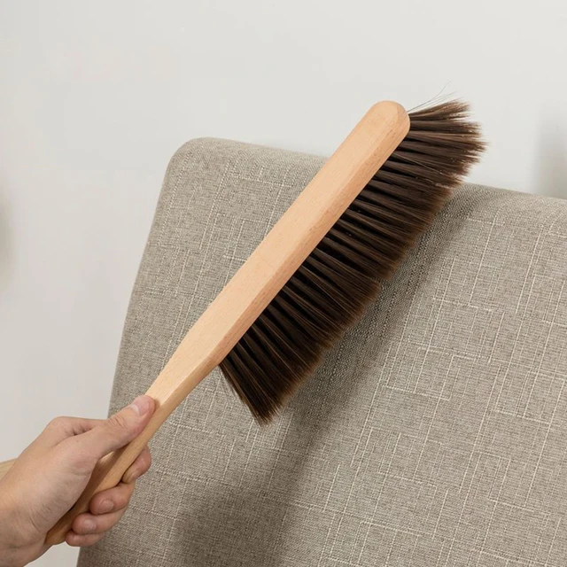 Brosse de lit à Long manche, manche en bois, brosse de balayage de lit en bois massif, brosse à tapis, brosse à poils souples 1 pièce 1