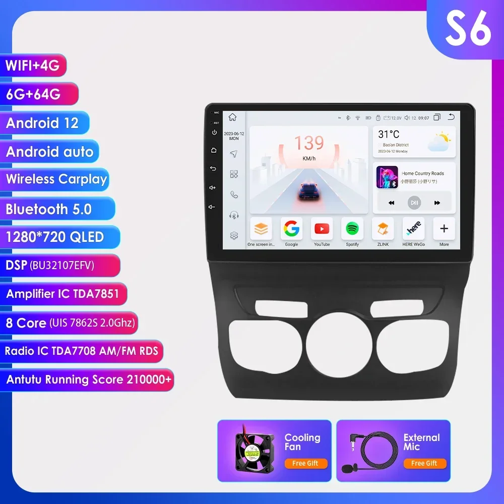 thumbnail image 1 of Radio para coche Android 13 de 10,1" Ossuret 2Din para Citroën C4 C4L 2013-2017 Multimedia UI7862 RDS DSP Navegación GPS 4G CarPlay BT SWC, 1 of 5