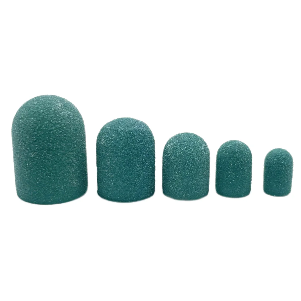 5pcs Nail Sanding Caps With Rubber Pedicure Polishing Sand Block Electric Pedicure Burr Foot Cuticle Tool Drill Accessories 2