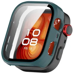 Tempered Glass Screen Protector Case - Hard PC Bumper Cover for Fit 4 Pro (Green)