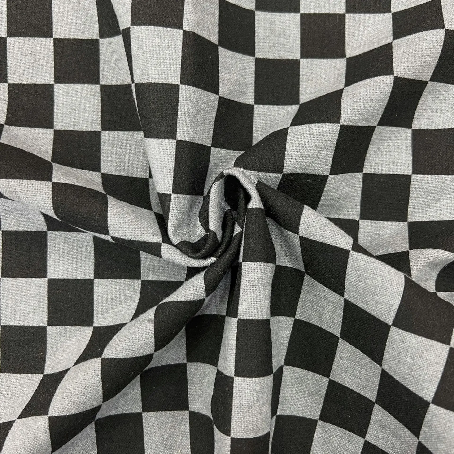 Cotton Flannel Printed Fabric 2cm Square Grids Children's Clothing Women's Apparel Fashionable Soft Texture Material