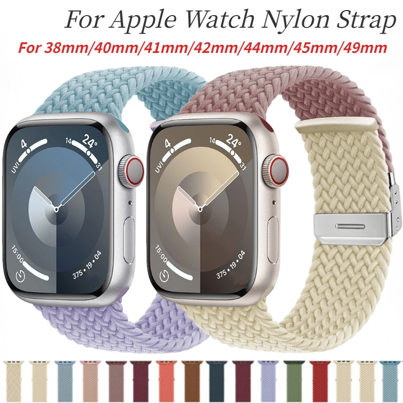 

Nylon Strap For Apple Watch Band Ultra 49mm 9 8 7 6 5 4 3 SE braided Metal buckle bracelet Belt iWatch 45mm 41mm 44mm 40mm 42mm