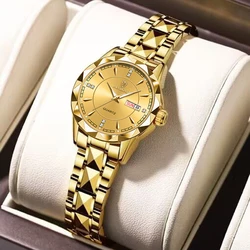 Luxury Women's Quartz Watch - Elegant Waterproof Design with Luminous Dial, Perfect Gift (Gold)