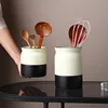 Chopstick Barrel, Ceramic Household Water Drainage Tableware Barrel Kitchen Knife and Fork Storage Rack 1