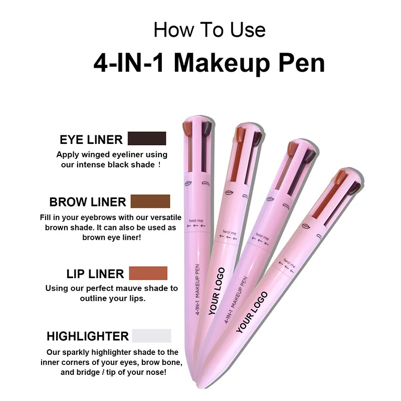 

4 In 1 Makeup Pen Eyebrow Pencil Waterproof Drawing Eye Brow Long Lasting Easy Color Eyeliner Eyebrow Pen Sweatproof Makeup Pen