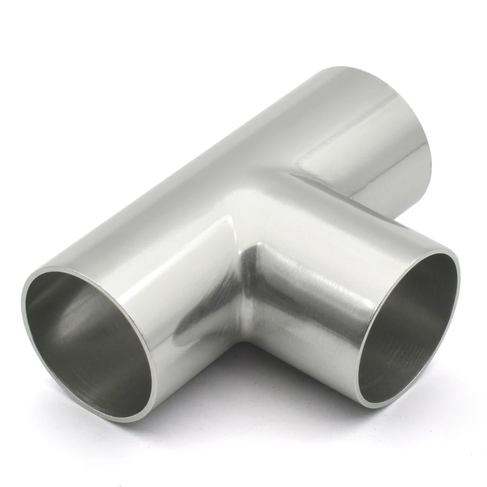 식품 등급 자체 제작 스테인리스 스틸 위생 피팅, 엉덩이 용접 티, 12.719mm, 22mm, 25mm, 32mm, 38mm, 45mm, 51mm-133mm, 304, 316L