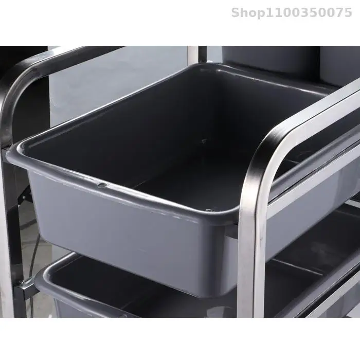 Stainless steel three-layer bowl car hotel restaurant five buckets collection trolley plate canteen dining car plastic dining ca