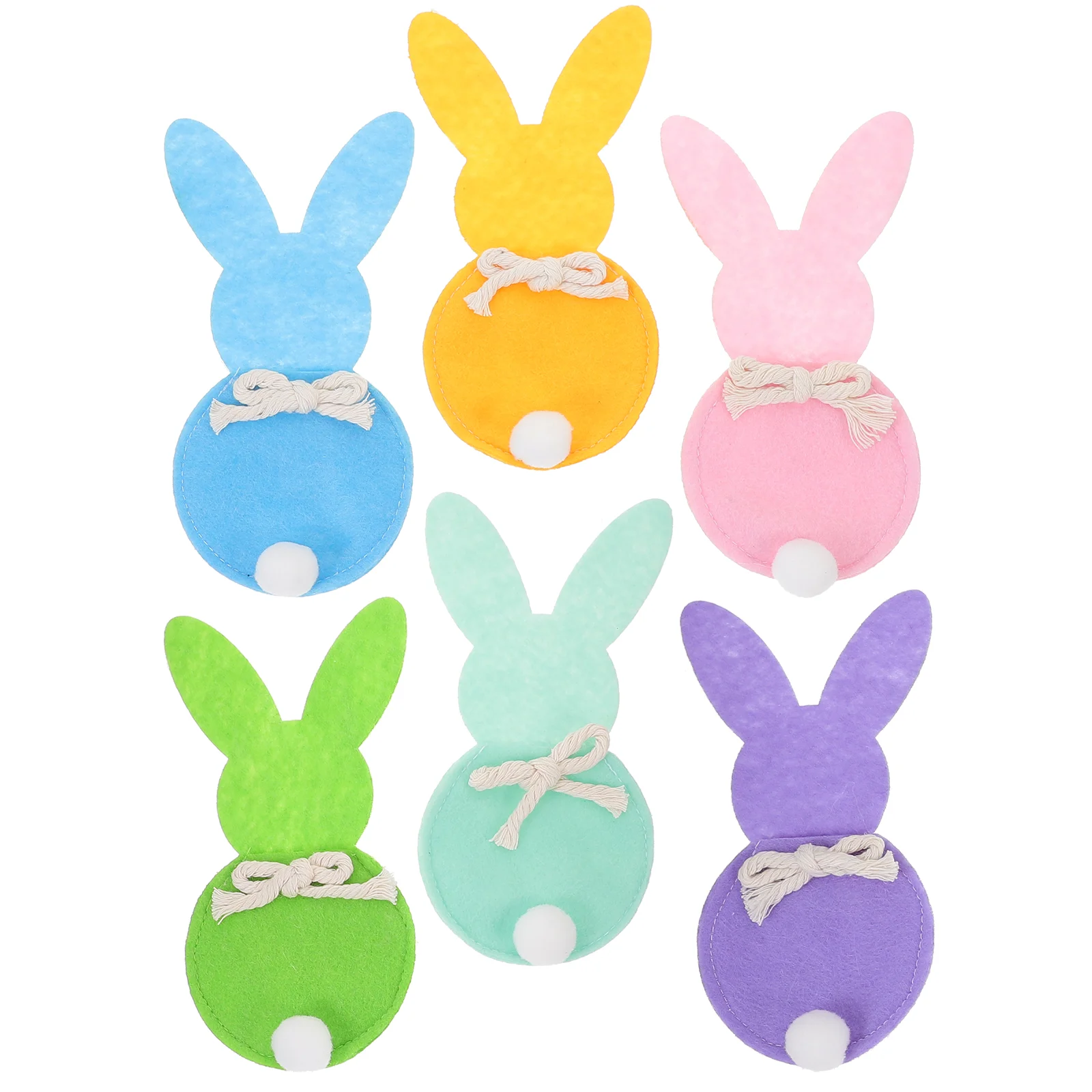 

6 Pcs Rabbit Tableware Set Shape Cutlery Bags Adorable Festival Flatware Dining Easter Fork Storage Non-woven Banquet