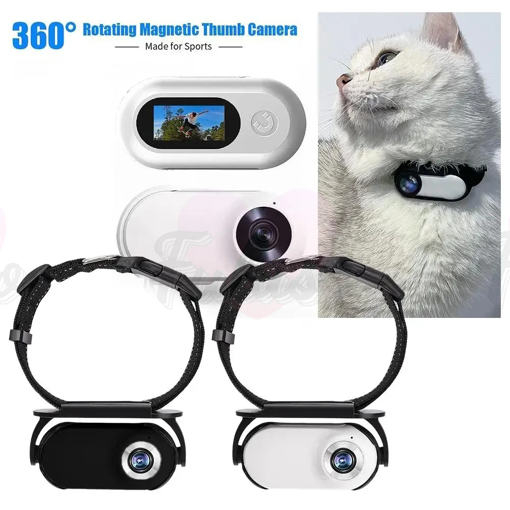 Pet Collar Camera 120 Deg Lens 16G Connection Video Recording Adjustable Magnetic Cat Sport Camera for Outdoor Dog Collar